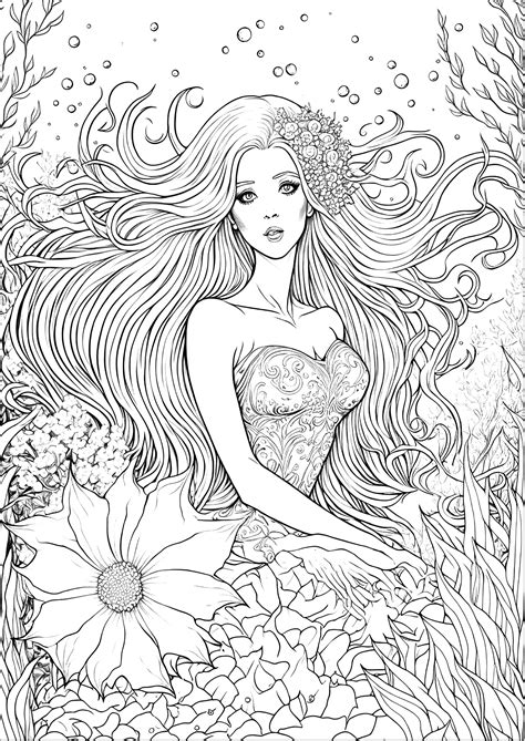 adult coloring mermaid|More.